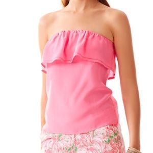 Lilly Pulitzer Ginny Pink Strapless Ruffle Top